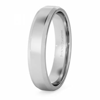 HWNB413 Bevelled Edge Wedding Ring - 4mm width, 1.4mm depth