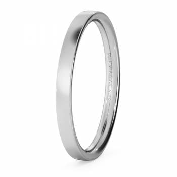 HWNC213 Flat Court Wedding Ring - 2mm width, Thin depth