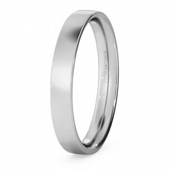 HWNC313 Flat Court Wedding Ring - 3mm width, Thin depth