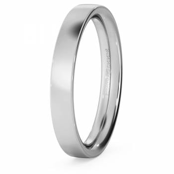 HWNC317 Flat Court Wedding Ring - 3mm width, Medium depth