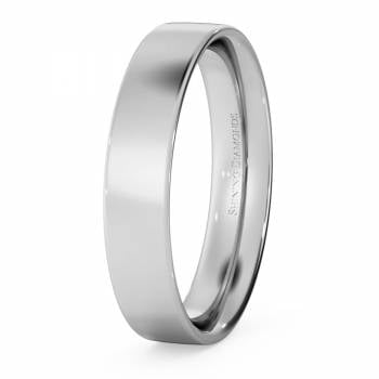 HWNC413 Flat Court Wedding Ring - 4mm width, Thin depth