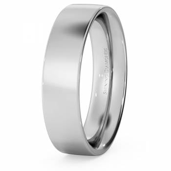 HWNC517 Flat Court Wedding Ring - 5mm width, Medium depth