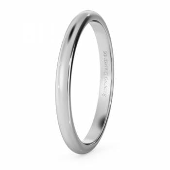 HWND213 D Shape Wedding Ring - Lightweight, 2mm width