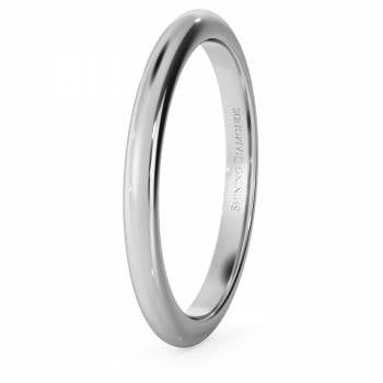 HWND217 D Shape Wedding Ring - 2mm width, Medium depth