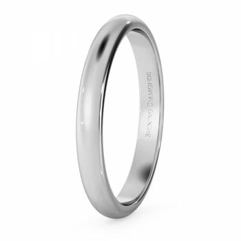 HWND2513 D Shape Wedding Ring - Lightweight, 2.5mm width