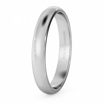 HWND313 D Shape Wedding Ring - Lightweight, 3mm width