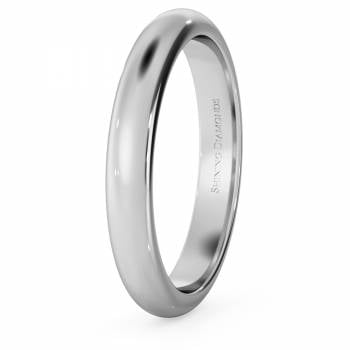 HWND317 D Shape Wedding Ring - 3mm width, Medium depth