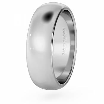 HWND617 D Shape Wedding Ring - 6mm width, Medium depth