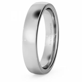 HWNJ417 Slight Court with Flat Edge Wedding Ring - 4mm width, Medium depth