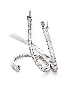 HBP028 Baguette Shape Diamond Line Bracelet