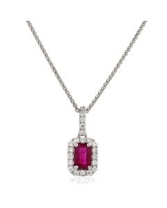 HPEGRY229 Ruby Gemstone Single Halo Pendant