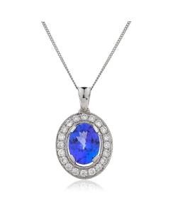 HPOGTZ230 Tanzanite Gemstone Single Halo Pendant
