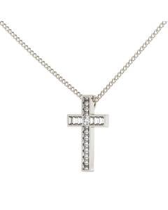 HPX23 Round Baguette Cross Diamond Pendant