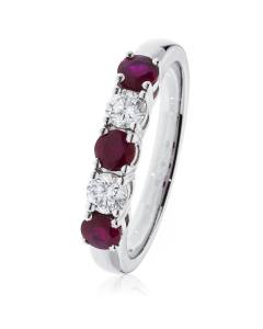 HRRGRY984 Ruby & Diamond 5 Stone Diamond Ring
