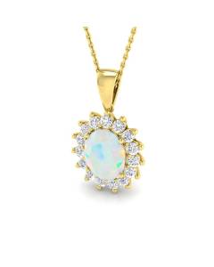 2.38ct SI2/G Oval cut Opal Gemstone Pendant in 9k Yellow Gold