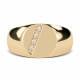 9ct Yellow Gold, Round Diamond Gents Signet Ring, Size S