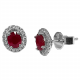 0.90ct VS/FG Round Cut Ruby Gemstone Single Halo Earrings
