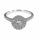 0.67ct VVS/G Shoulder Set Double Halo Round Cut Diamond Ring