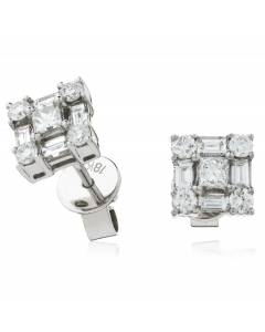 HEPCL138 Designer Princess Cluster Diamond Earrings