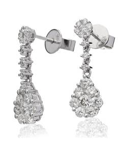 HERCL220 Designer Cluster Drop Diamond Earrings