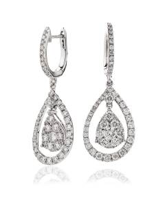 HERCL242 Single Halo Pear shape Cluster Earrings