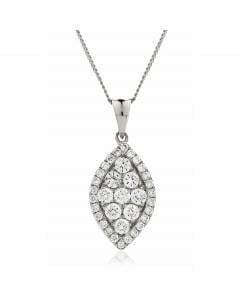HPRDR135 Marquise shaped Round cut Halo & Cluster Diamond Pendant