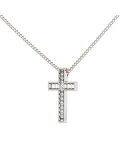 HPX23 Round Baguette Cross Diamond Pendant