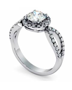 HRRSD697 Art Deco Round cut Halo Diamond Ring