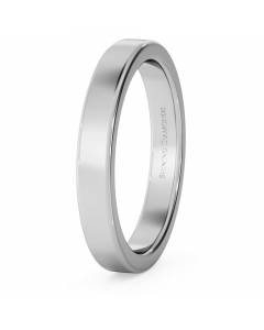HWNA317 Flat Wedding Ring - 3mm width, Medium depth