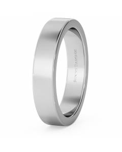 HWNA417 Flat Wedding Ring - 4mm width, Medium depth
