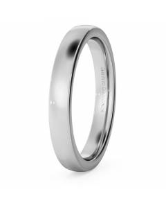 HWNJ317 Slight Court with Flat Edge Wedding Ring - 3mm width, Medium depth