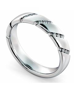 HWRM016 Diagonal set Round cut Diamond Wedding Band