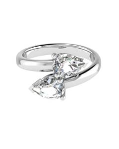 2 Stone Pear Diamond Ring