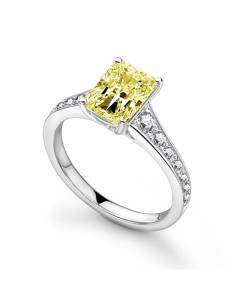 Fancy Yellow Radiant Diamond Shoulder Set Ring