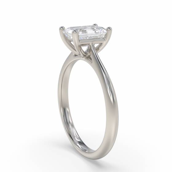 Emerald Diamond Solitaire Engagement Ring