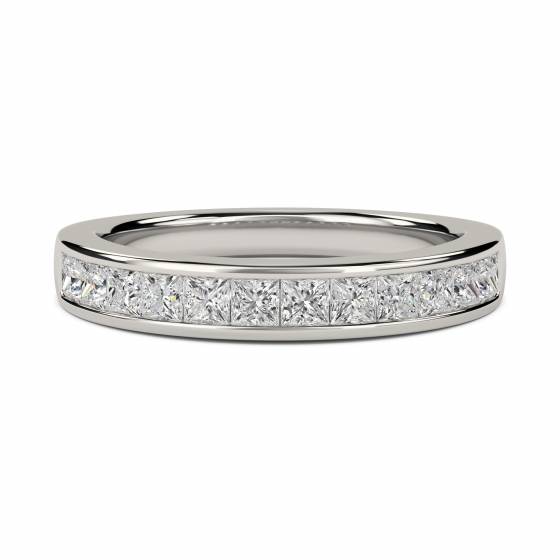0.75ct VS/E-F 3.5mm Princess Natural Diamond Half Eternity Ring