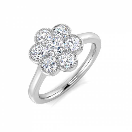 1.03ct VS/F Round cut Lab Grown Diamond 7 Stone Ring in 9k White Gold