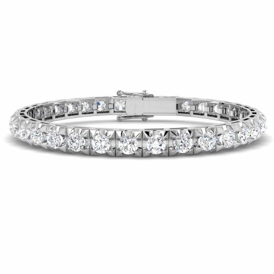 8.67ct SI2/G Round cut Natural Diamond Tennis Bracelet in 18k White Gold