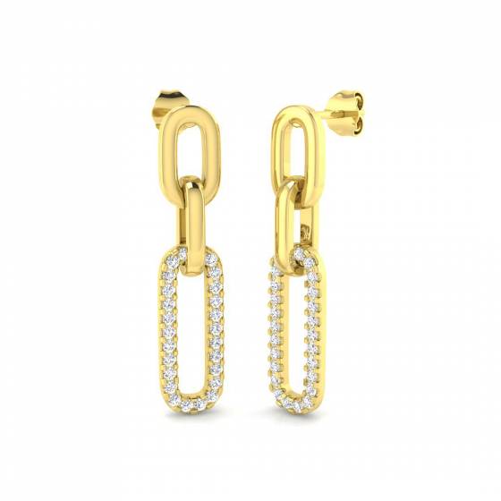 0.64ct VS/F Round cut Lab Grown Diamond Paper Clip Earrings in 9k Yellow Gold