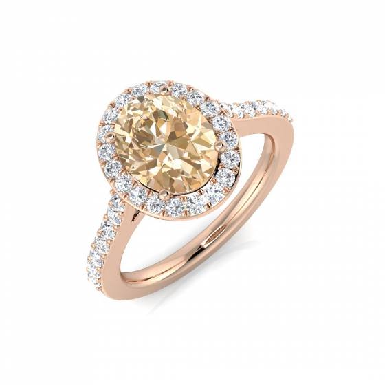 2.07ct SI2/G Oval cut Morganite Gemstone Ring in 18k Rose Gold