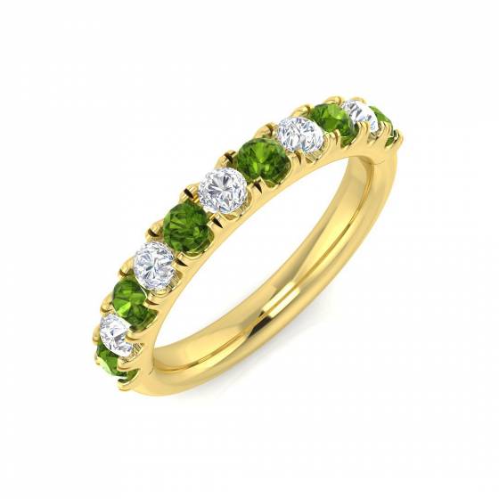 1.05ct SI2/G Round cut Peridot Gemstone Ring in 9k Yellow Gold