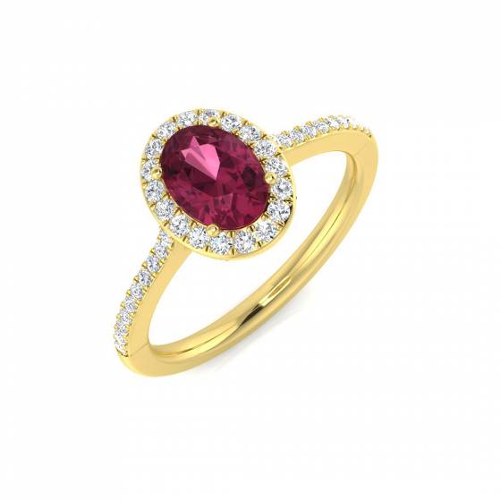 1.01ct SI2/G Oval cut Tourmaline Gemstone Ring in 18k Yellow Gold