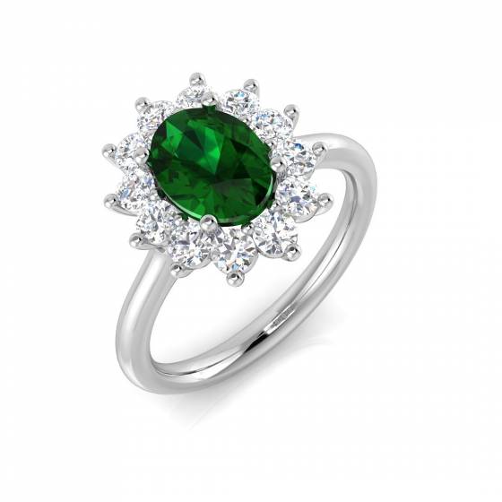 1.79ct SI2/G Oval cut Green Emerald Gemstone Ring in Platinum