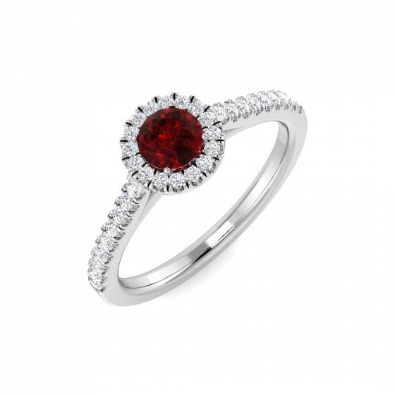 0.52ct SI2/G Round cut Ruby Gemstone Ring in Platinum