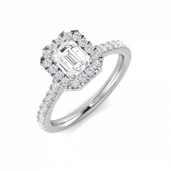 1.24ct SI2/E Emerald cut Natural Diamond Engagement Ring in Platinum