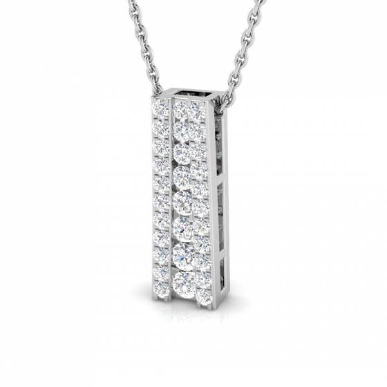 0.48ct SI2/G Round cut Natural Diamonds Drop Pendant in 18k White Gold