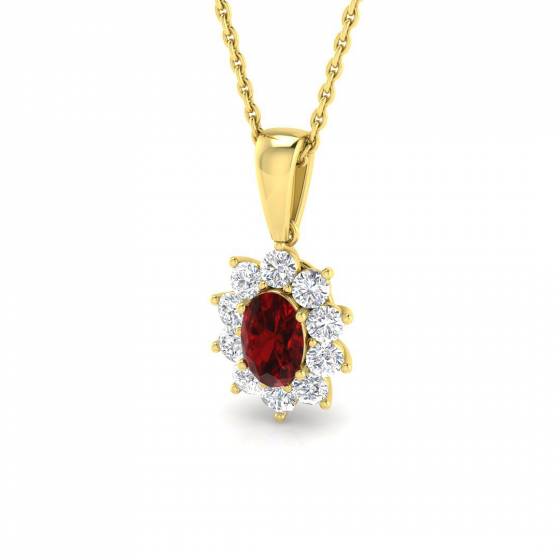 0.95ct I1/G Oval cut Ruby Gemstone Pendant in 9k Yellow Gold