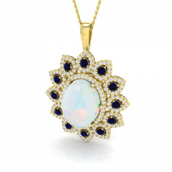 7.70ct I1/G Oval cut Opal Pendant in 9k Yellow Gold