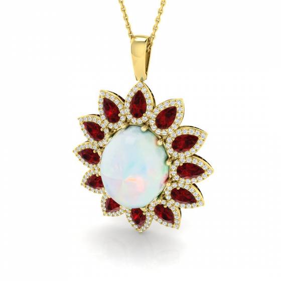 11.14ct I1/G Pear cut Opal Gemstone Pendant in 9k Yellow Gold
