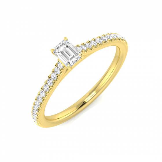 0.32ct SI1/G Emerald cut Natural Diamond Engagement Ring in 18k Yellow Gold